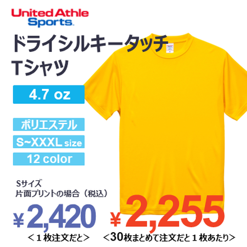 United Athle Sports 4.7oz ドライシルキータッチ Tシャツ_