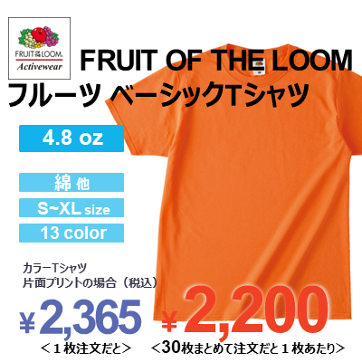 FRUIT OF THE LOOM 4.8oz フルーツ ベーシックTシャツ